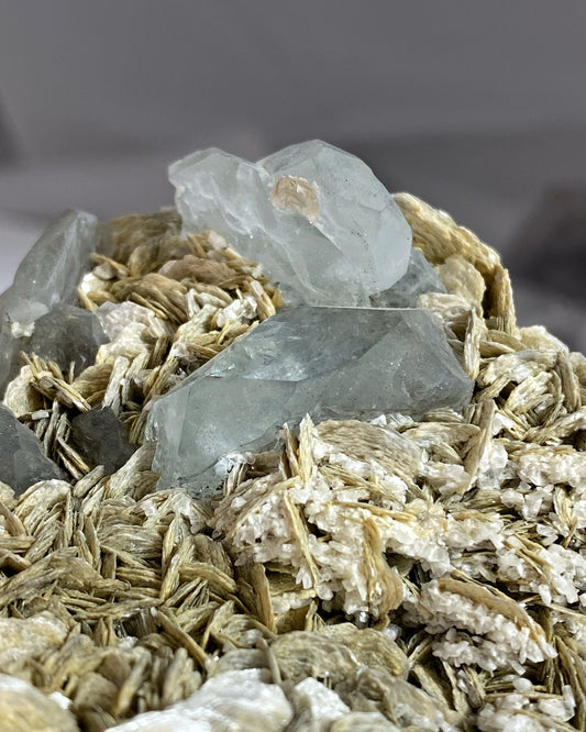 Aquamarine Crystals on Muscovite