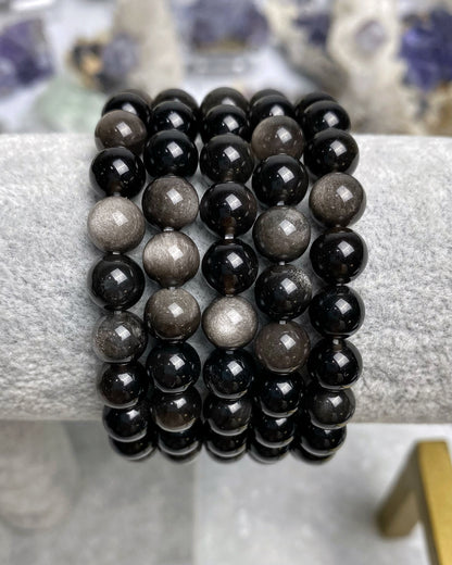 Black Obsidian with Silver Sheen Bracelet