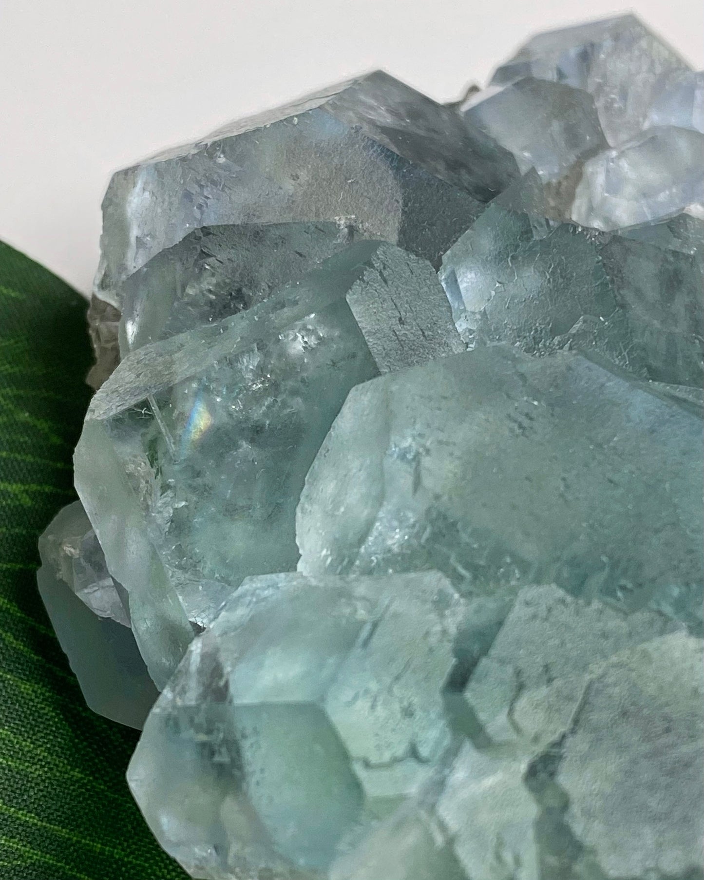 Blue Green Polyhedral Fluorite with Pyrite Inclusion