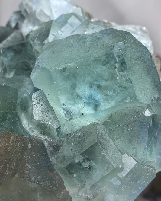 Blue Green Polyhedral Fluorite with Pyrite Inclusion