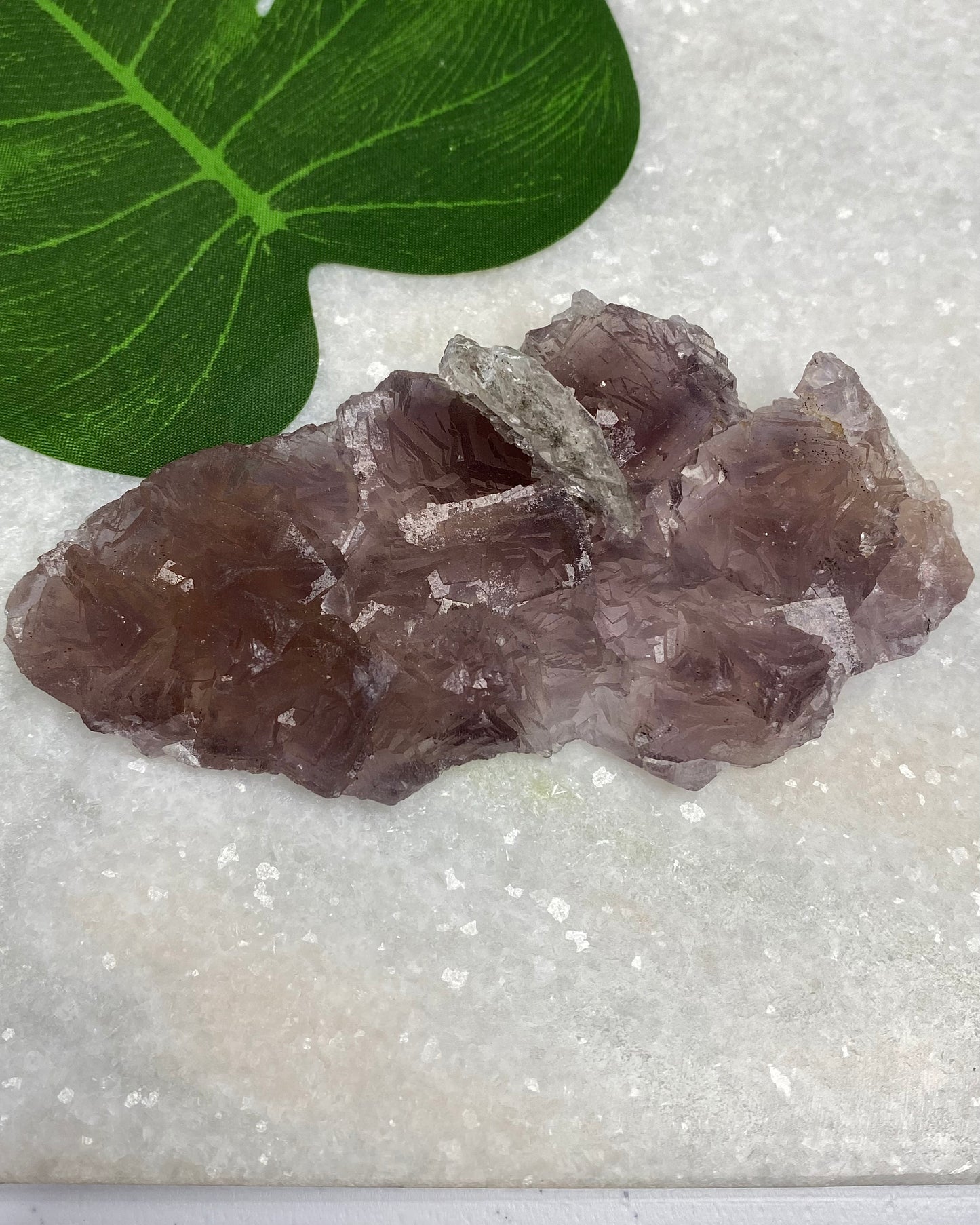 Burgundy Purple Fluorite with Calcite