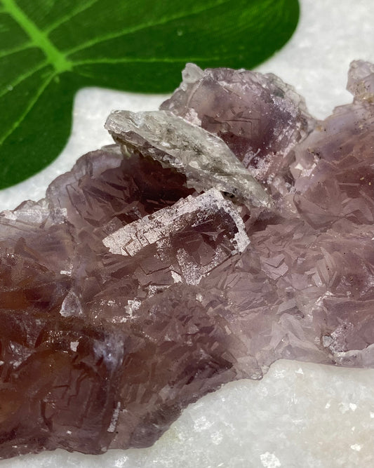 Burgundy Purple Fluorite with Calcite