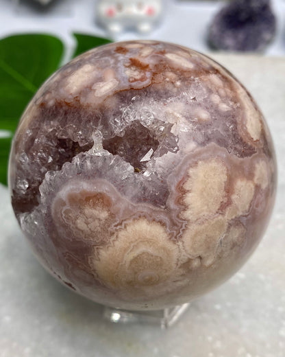 Druzy Flower Agate Amethyst Sphere