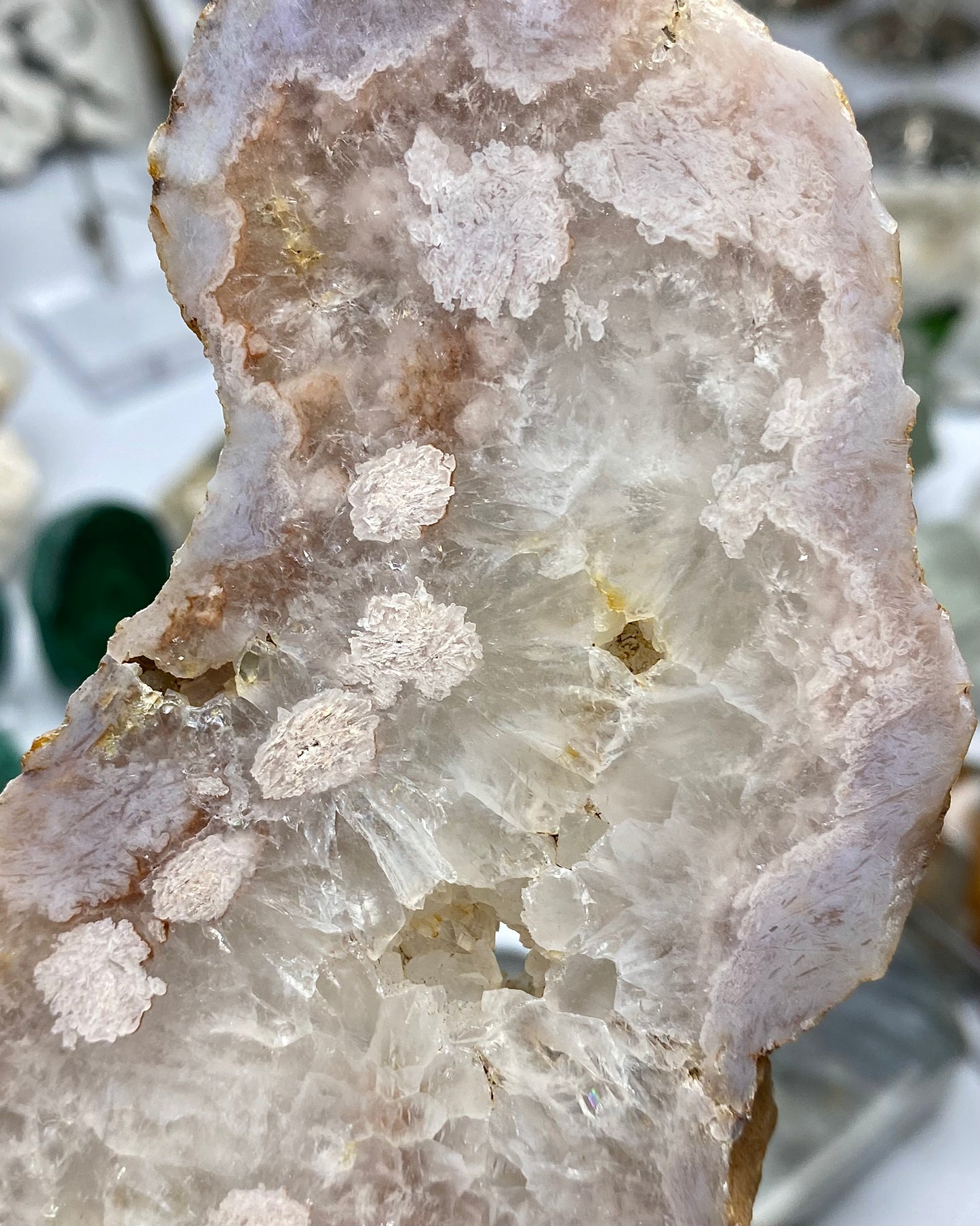 Flower Agate Druzy Quartz Slab Butterfly Wings