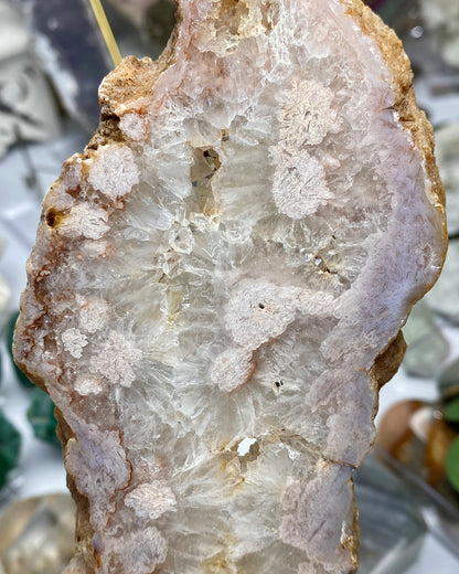 Flower Agate Druzy Quartz Slab Butterfly Wings