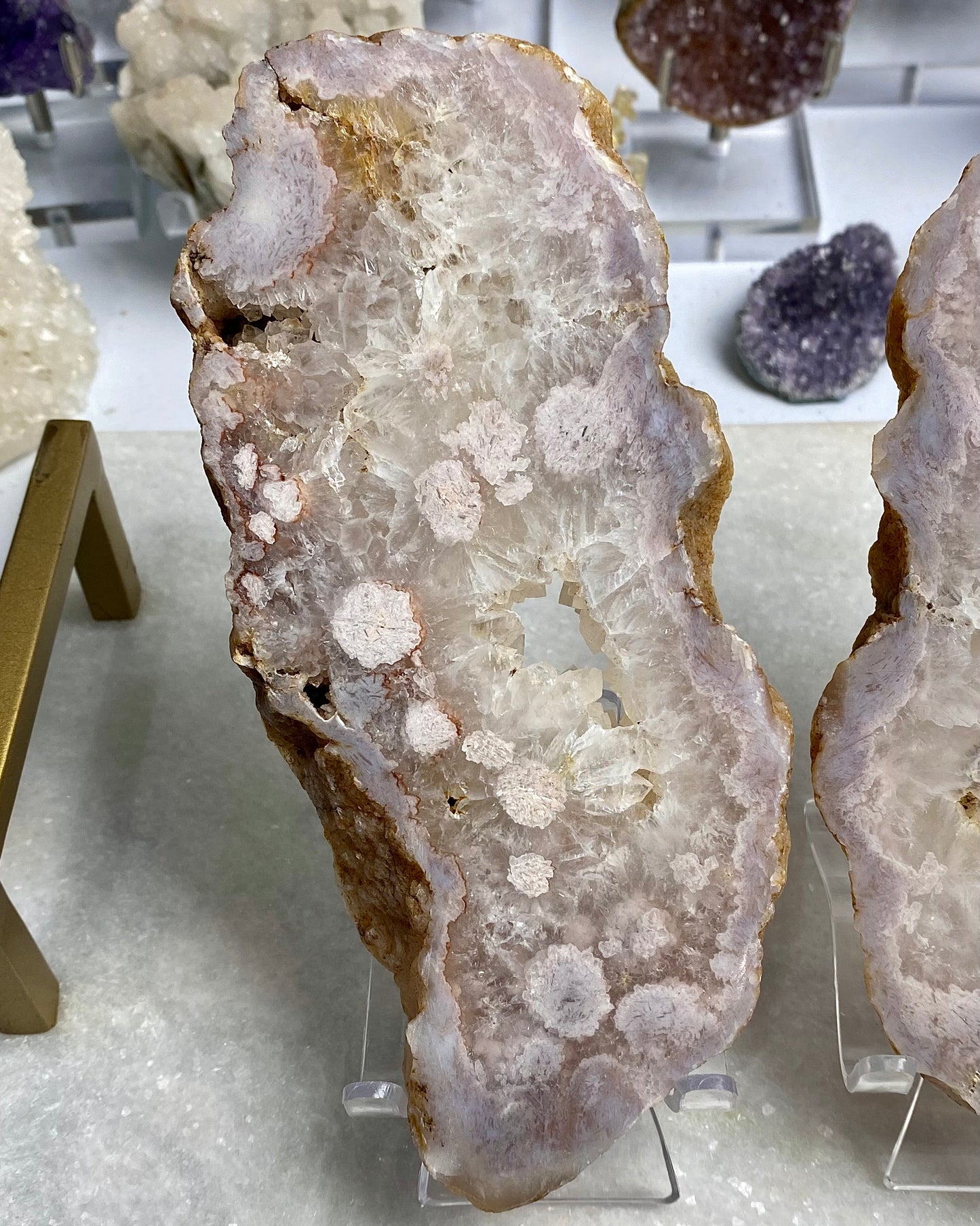 Flower Agate Druzy Quartz Slab Butterfly Wings