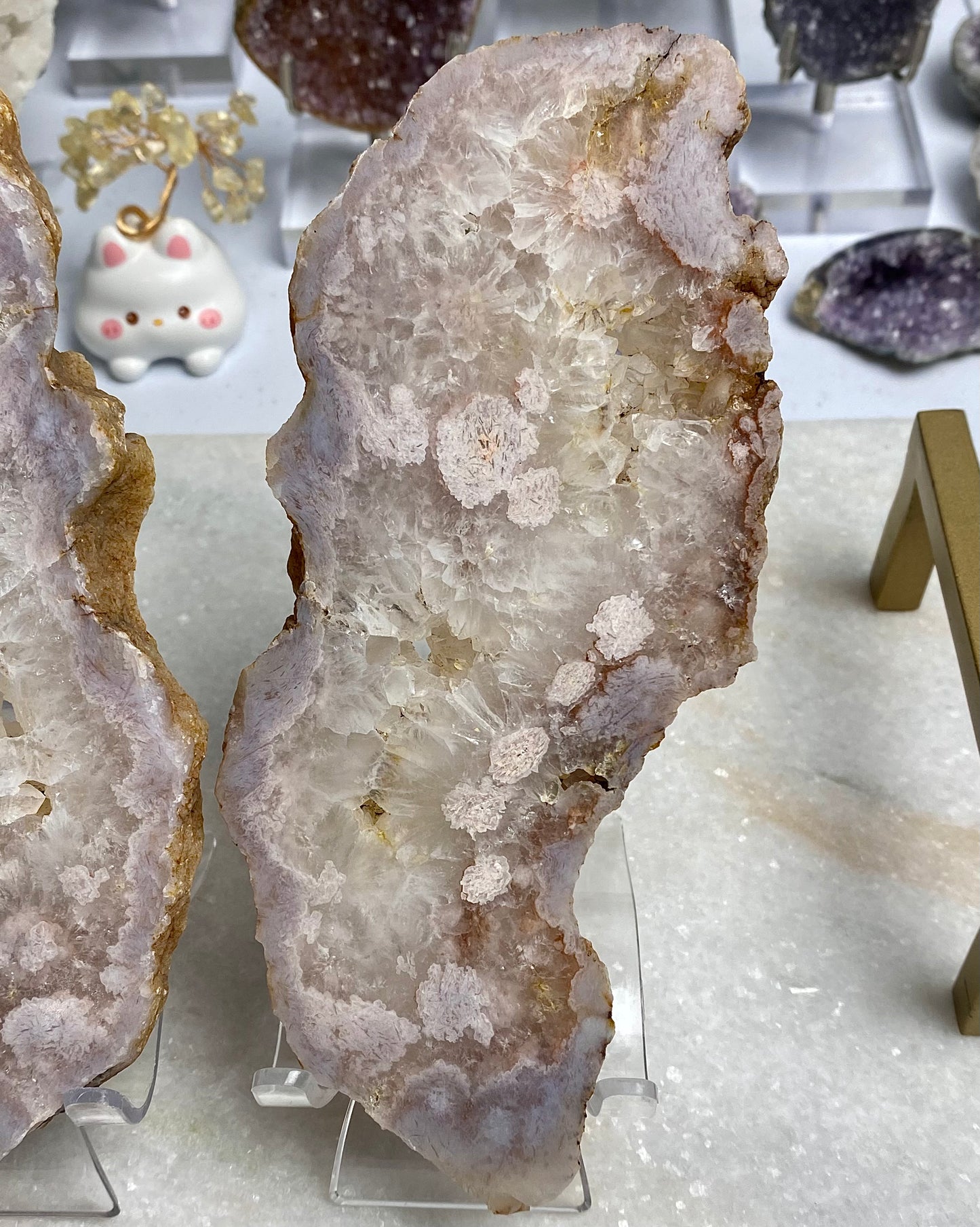 Flower Agate Druzy Quartz Slab Butterfly Wings