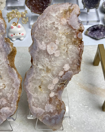 Flower Agate Druzy Quartz Slab Butterfly Wings