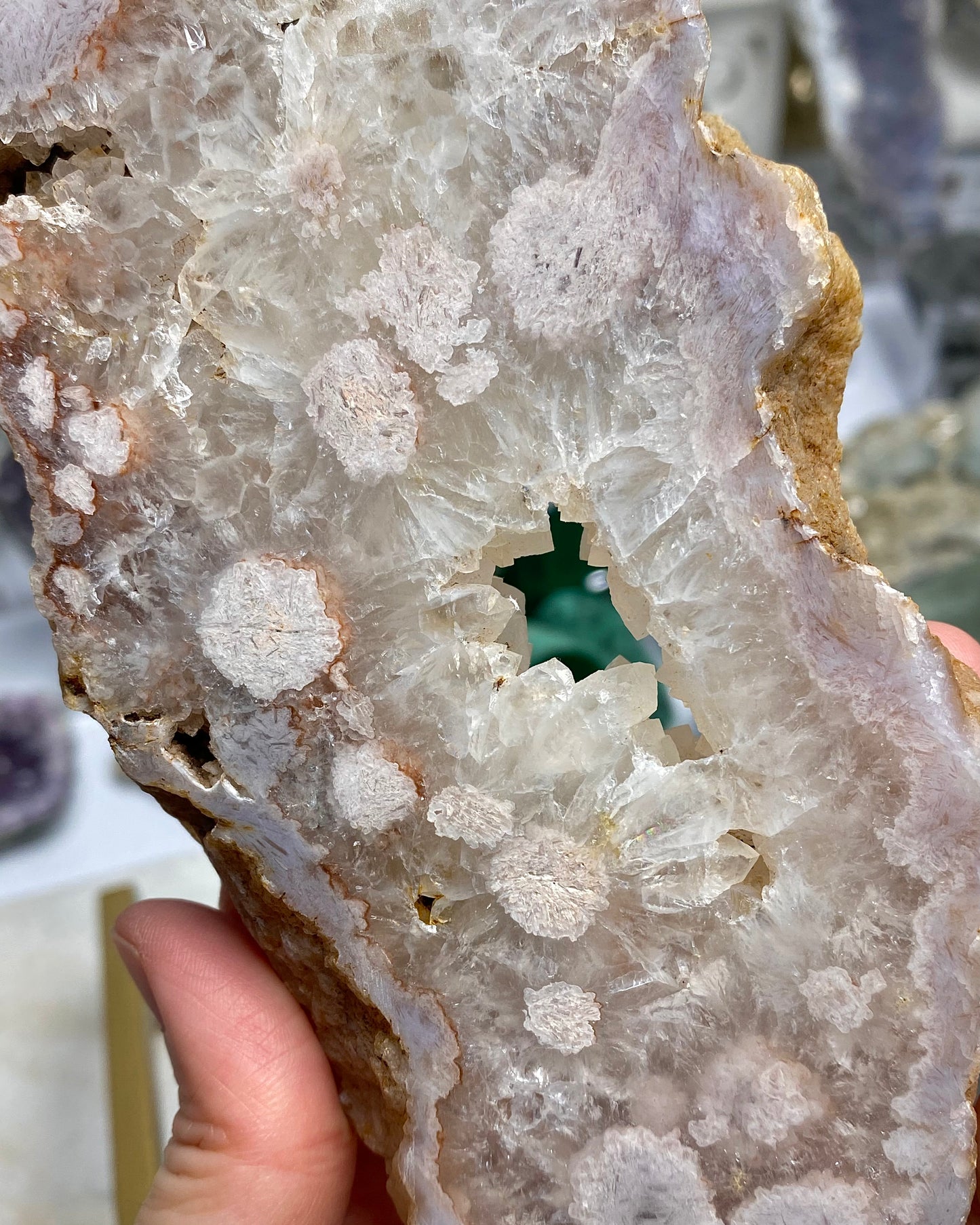 Flower Agate Druzy Quartz Slab Butterfly Wings
