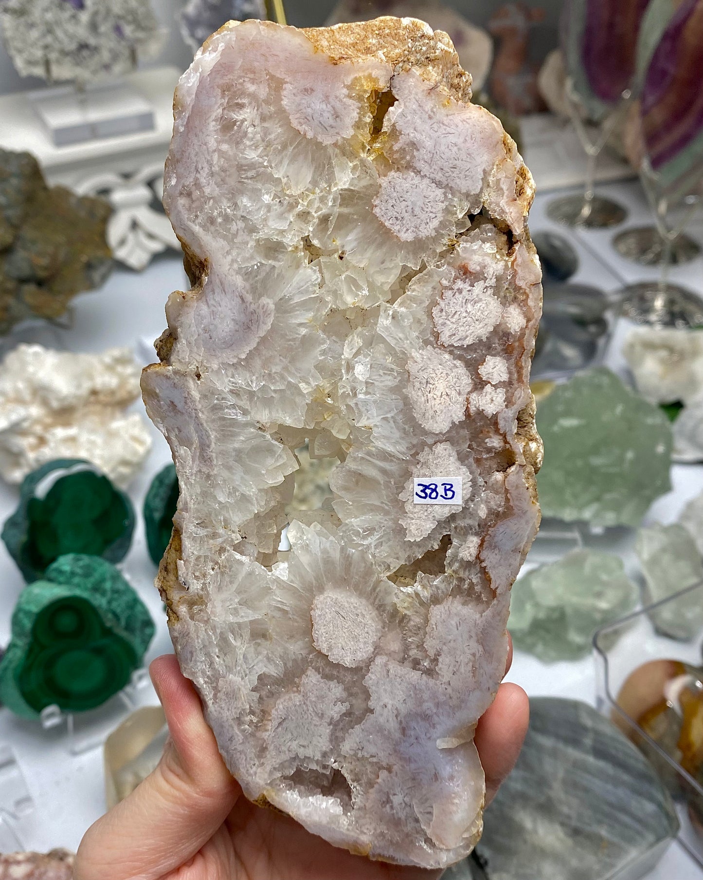 Flower Agate Druzy Quartz Slab Butterfly Wings