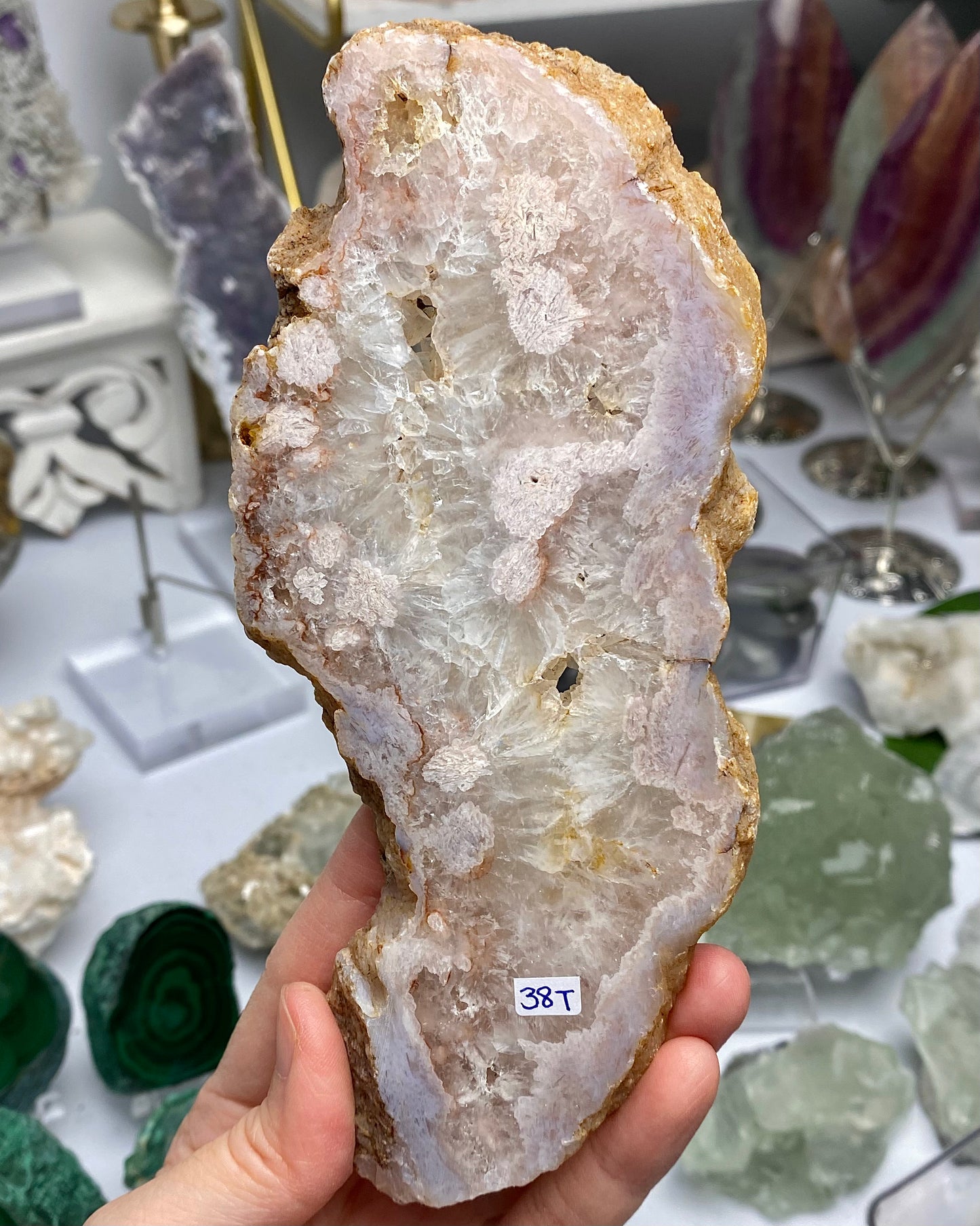 Flower Agate Druzy Quartz Slab Butterfly Wings