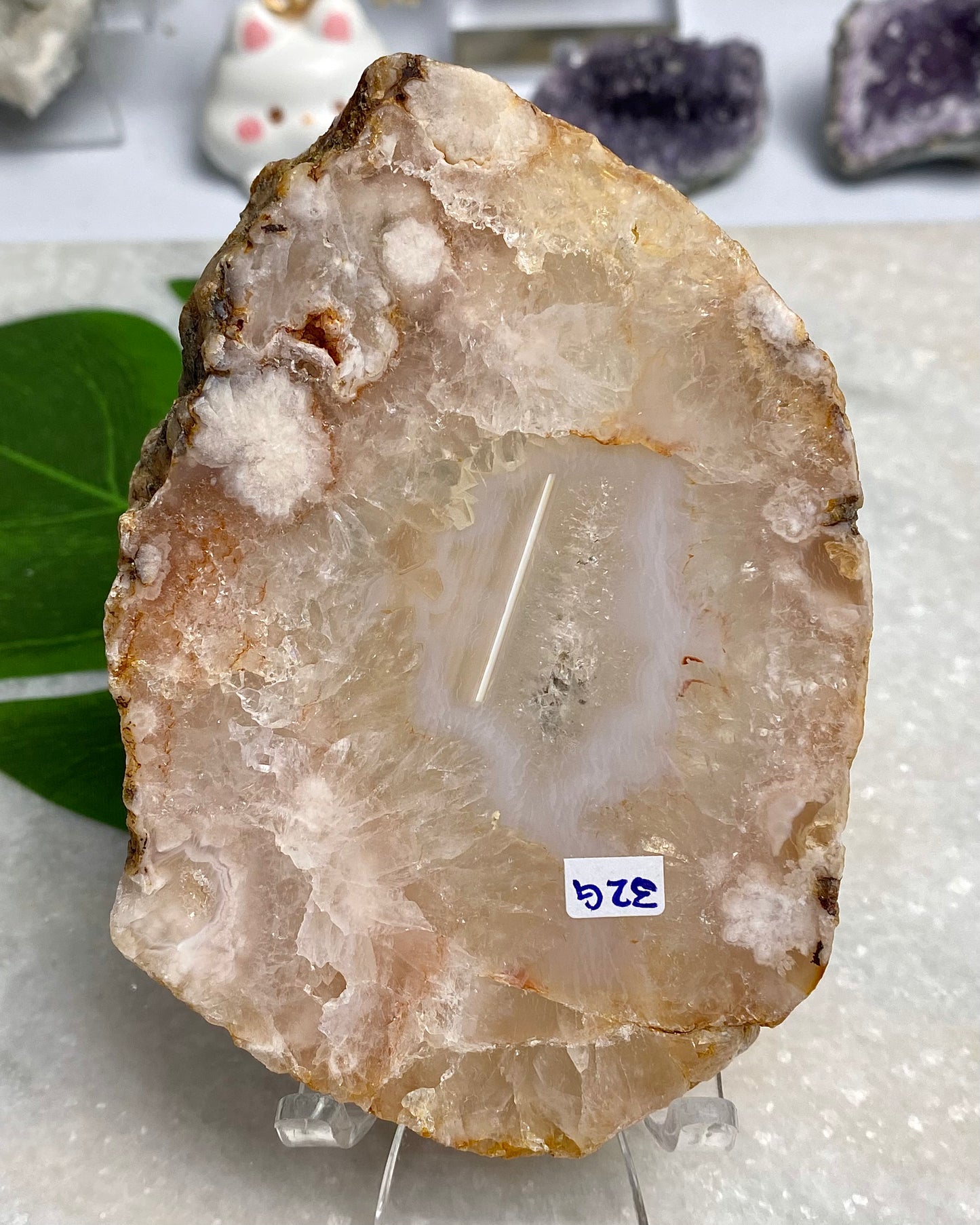Flower Agate Quartz Druzy Slab