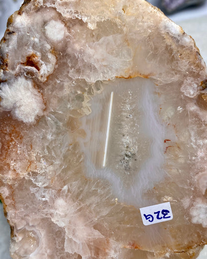 Flower Agate Quartz Druzy Slab