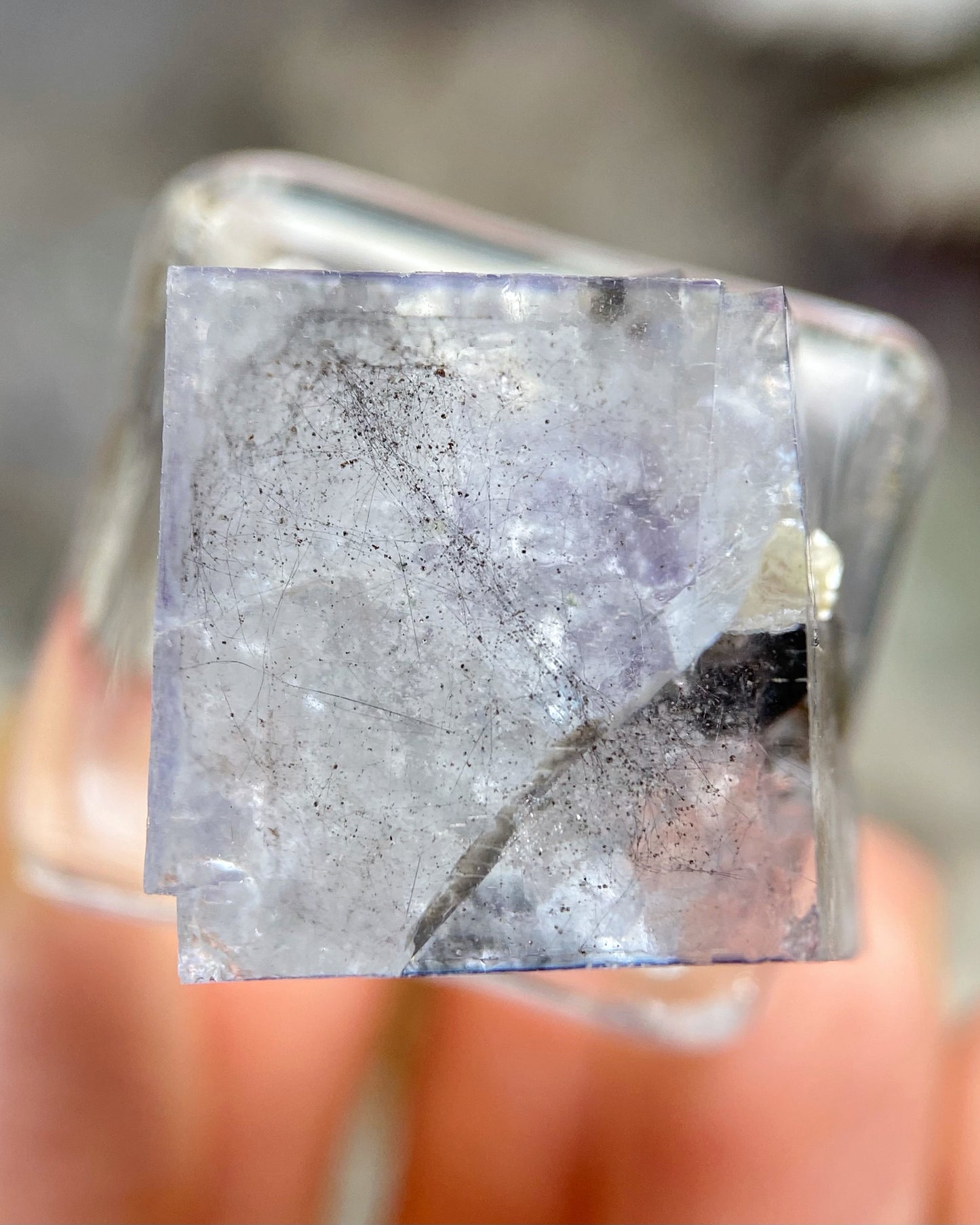 Glassy Ice Blue Cubic Fluorite with Pyrite Crystal