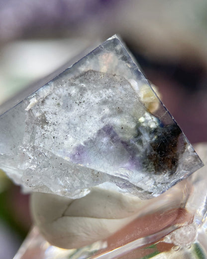 Glassy Ice Blue Cubic Fluorite with Pyrite Crystal