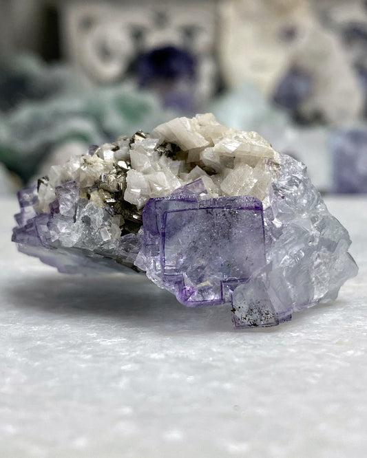 Glassy Purple Fluorite with Arsenopyrite, Dolomite