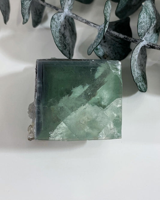 Green Cubic Fluorite Crystal Single Cube