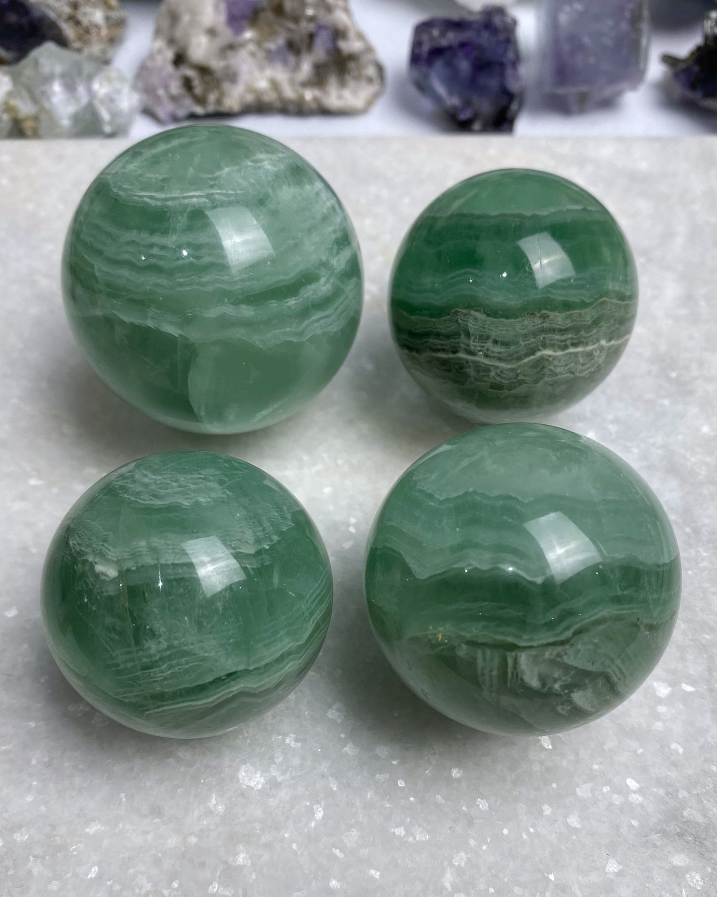 Green Banded Layers Fluorite Sphere