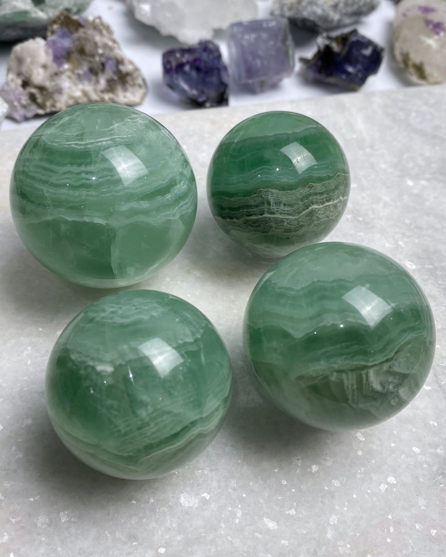 Green Banded Layers Fluorite Sphere