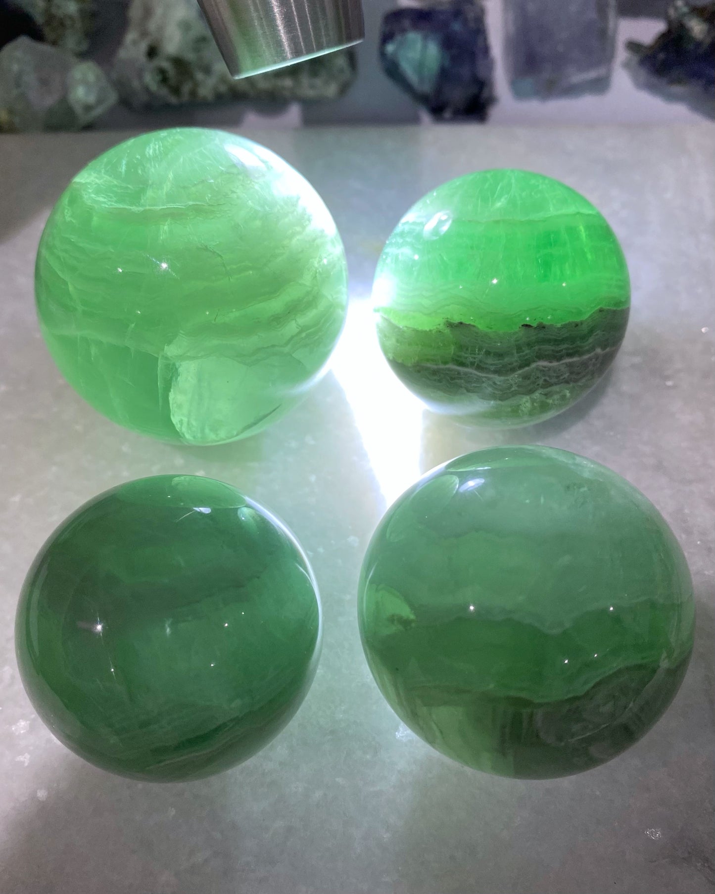 Green Banded Layers Fluorite Sphere