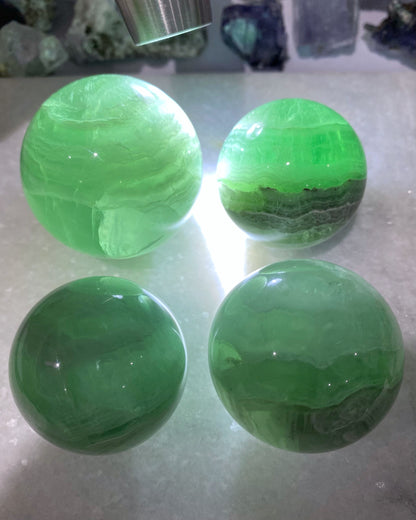 Green Banded Layers Fluorite Sphere