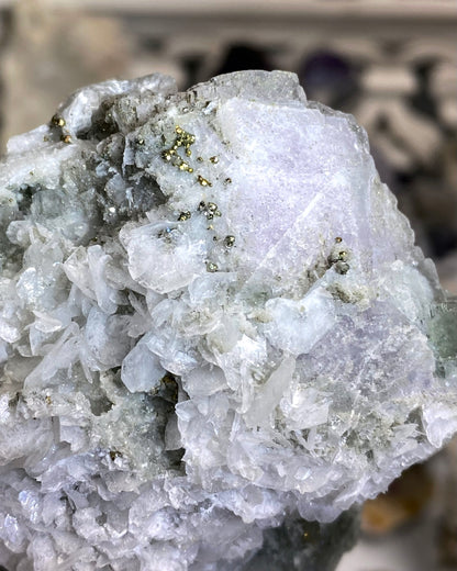 Lavender & Green Fluorite with Sparkly Chalcopyrite & Calcite