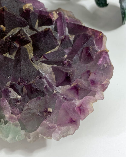 Purple & Green Octahedral Fluorite with Cubic Fluorite