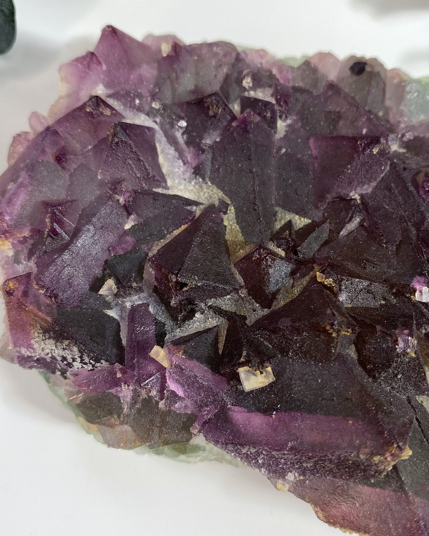 Purple & Green Octahedral Fluorite with Cubic Fluorite