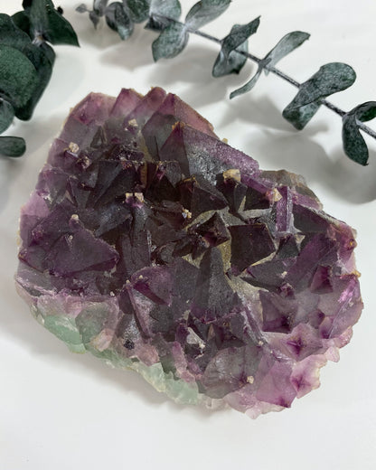 Purple & Green Octahedral Fluorite with Cubic Fluorite