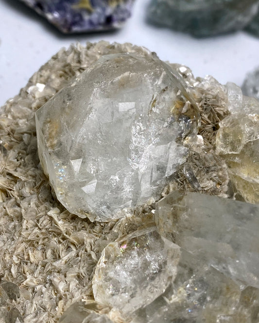 Huge Aquamarine Goshenite Beryl on Muscovite Cluster