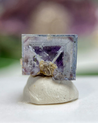 Light Blue Cubic Fluorite with Magenta & Purple Color Zoning
