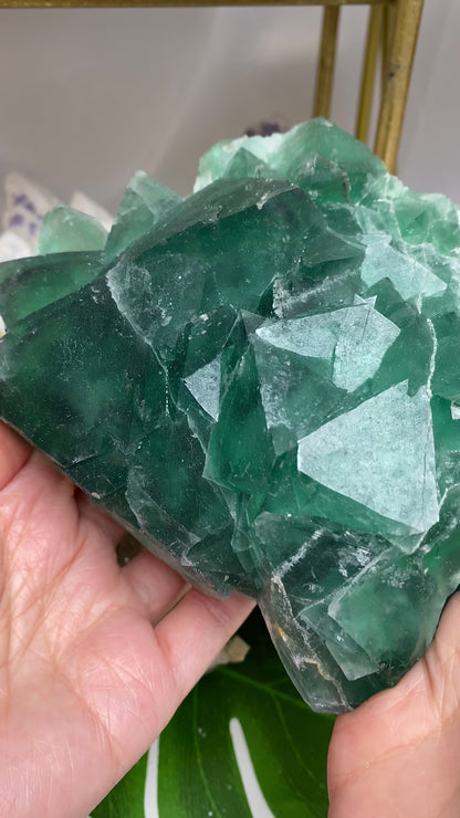 Large Emerald Green Octahedral Fluorite Cluster