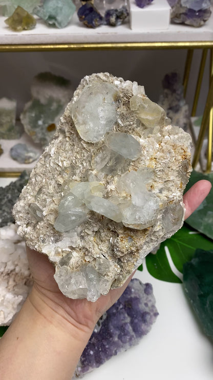 Huge Aquamarine Goshenite Beryl on Muscovite Cluster