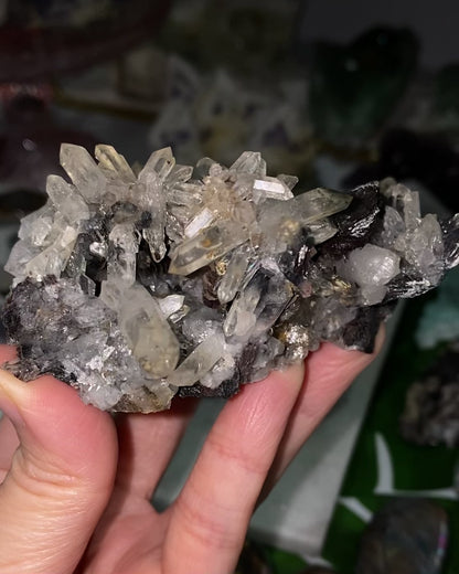 Quartz Cluster with Hematite Blades