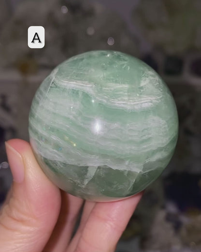 Green Banded Layers Fluorite Sphere