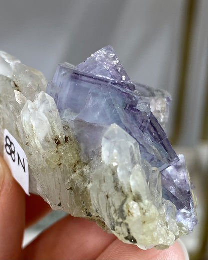 Blue Purple Cubic Fluorite with Phantom Quartz