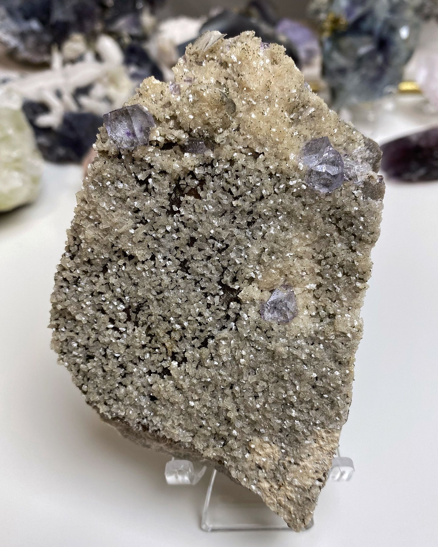 Purple Glassy Fluorite with Pyrite, Dolomite, Calcite