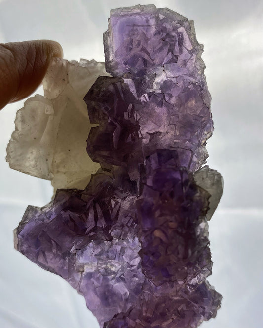 Purple Intertwined Cubic Fluorite with Calcite