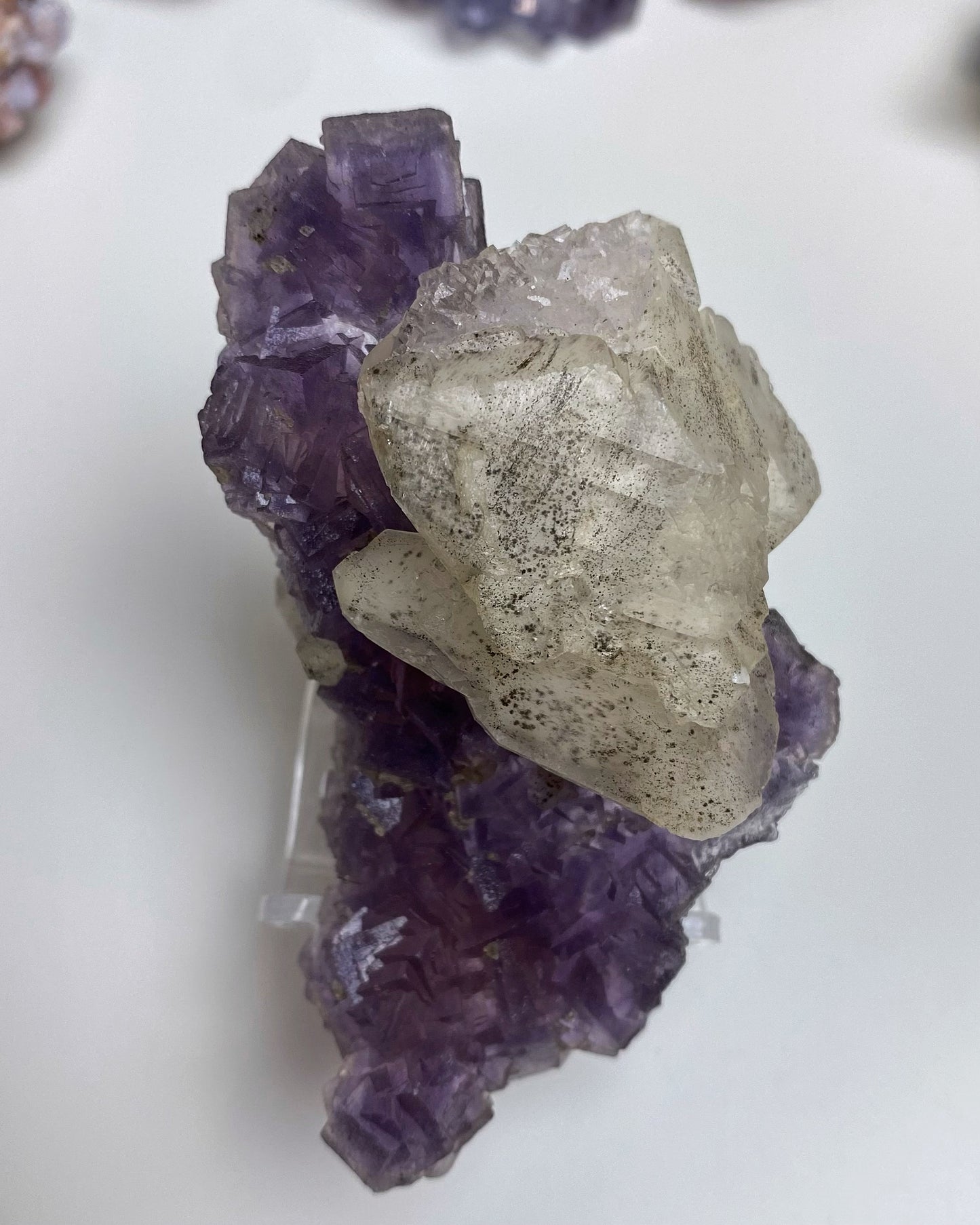 Purple Intertwined Cubic Fluorite with Calcite