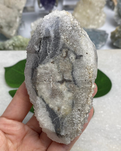 Polyhedral Green Purple Blue Fluorite with Quartz