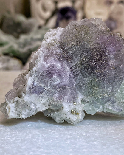 Purple & Green Fluorite with Sparkly Chalcopyrite & Quartz