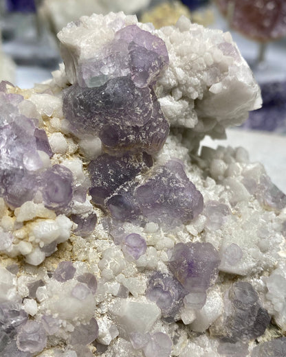 Candle Quartz with Purple Octahedral Fluorite