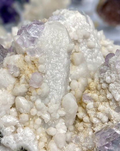 Candle Quartz with Purple Octahedral Fluorite