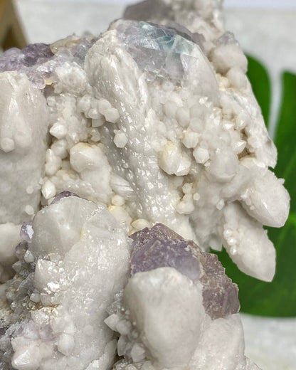 Candle Quartz with Purple Octahedral Fluorite