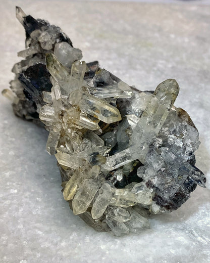 Quartz Cluster with Hematite Blades