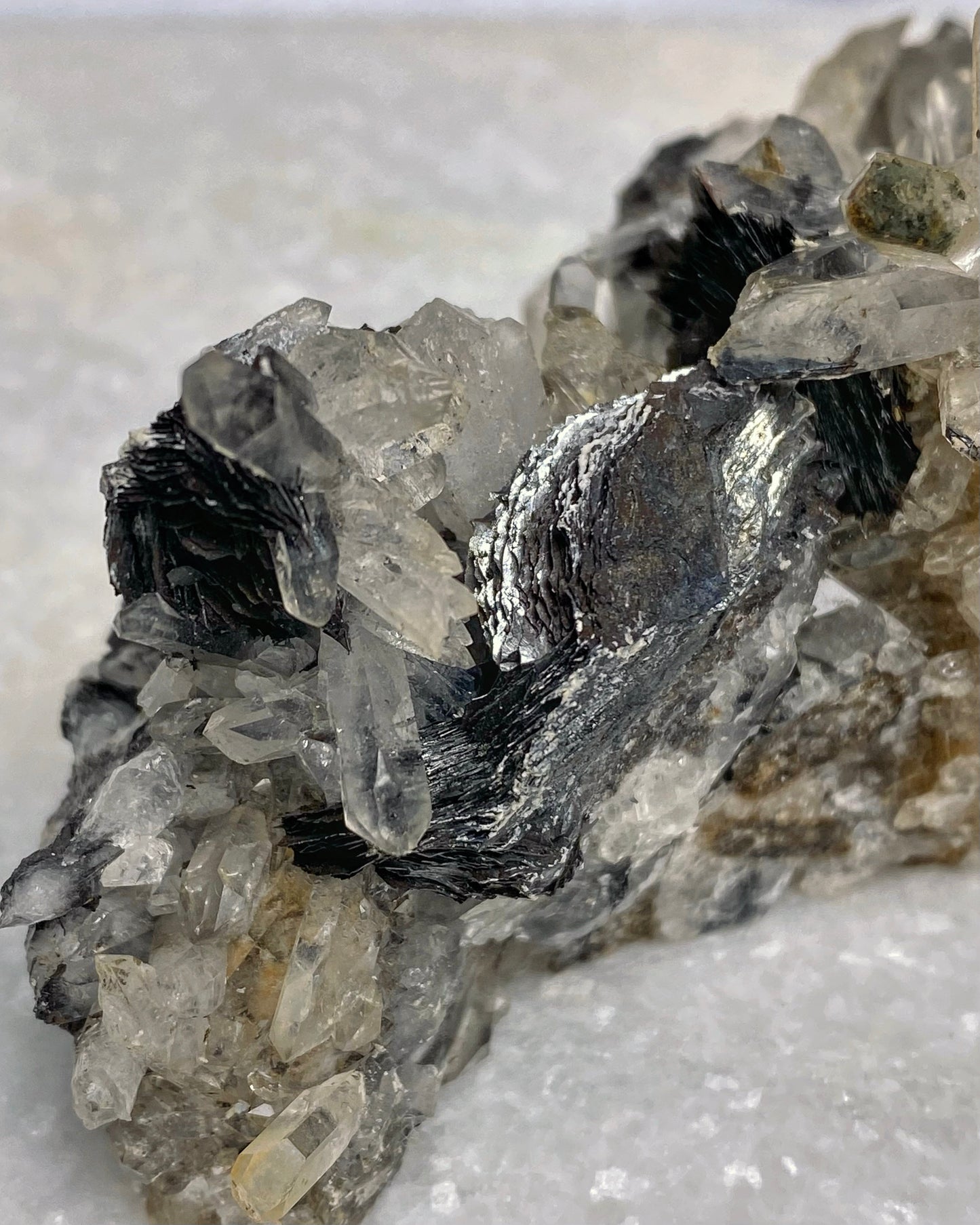 Quartz Cluster with Hematite Blades