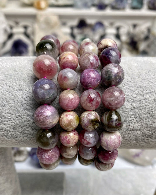 Mixed Tourmaline Lepidolite Quartz Bracelet