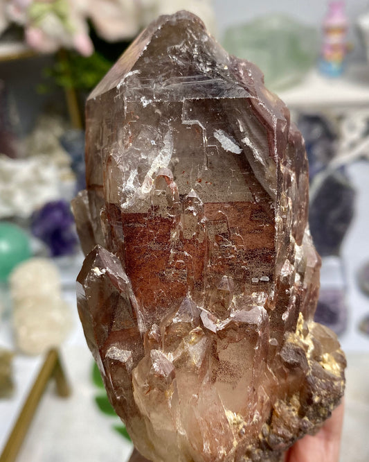 Quartz with Red Hematite Phantoms & White Phantoms