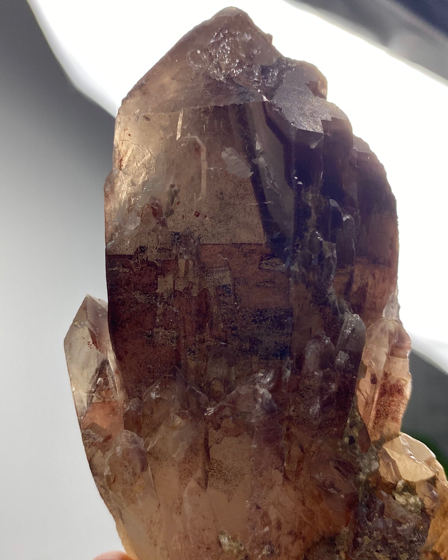Quartz with Red Hematite Phantoms & White Phantoms