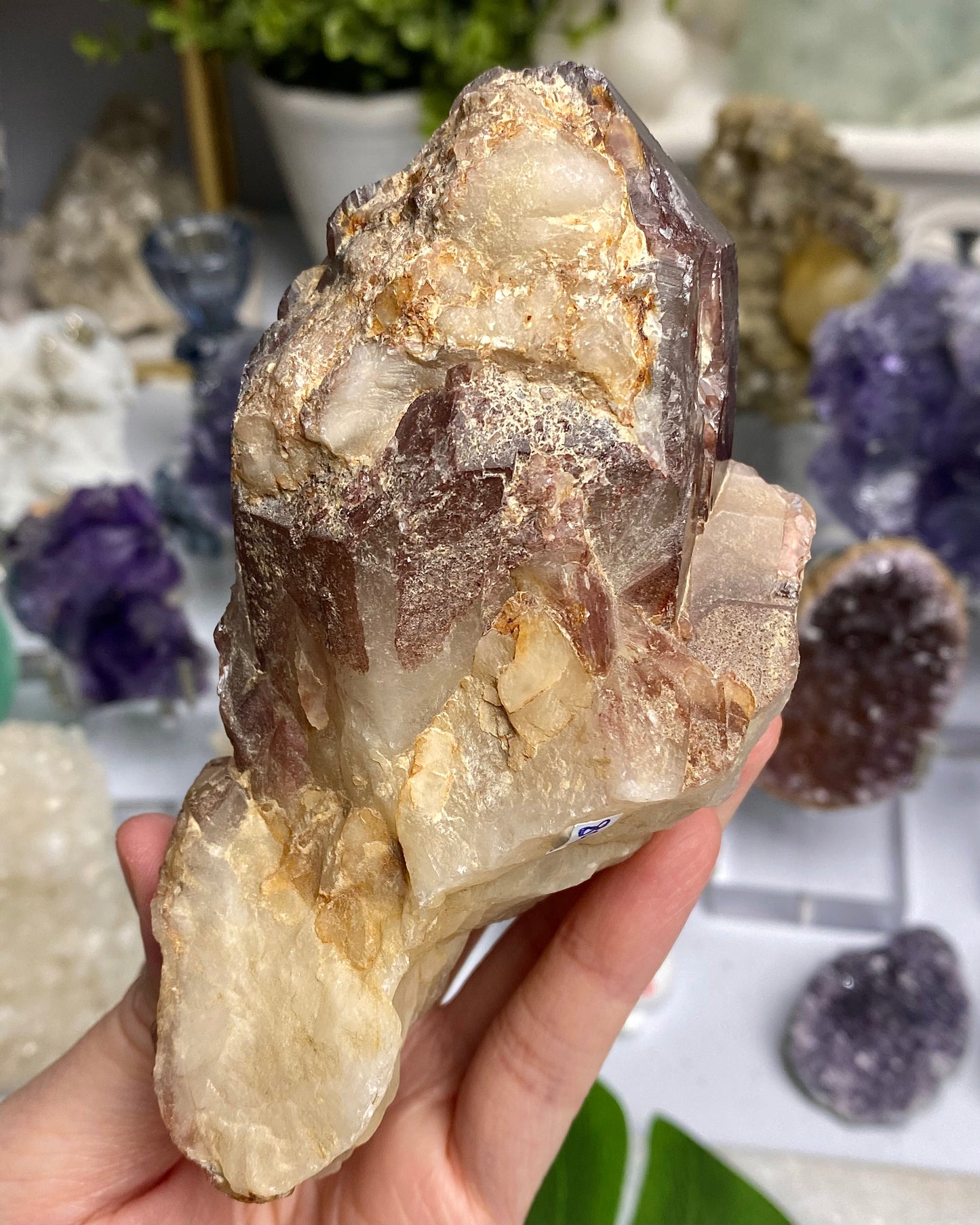 Quartz with Red Hematite Phantoms & White Phantoms